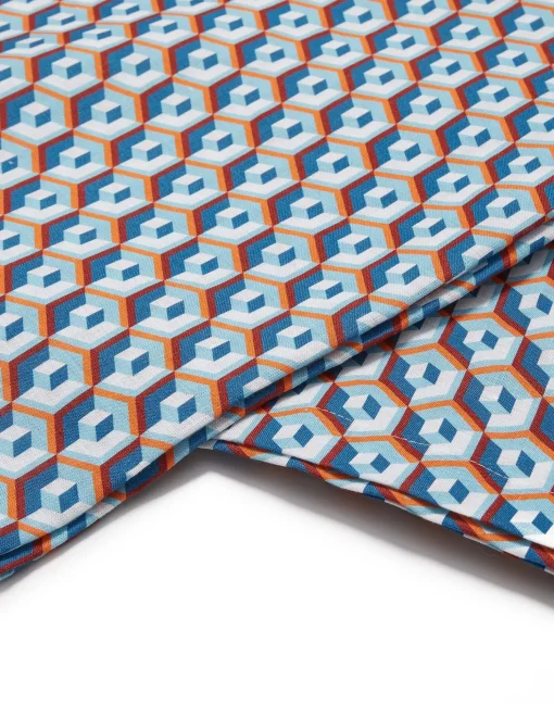 Medium Tablecloth (180x280)Cubi Blu in Linen
