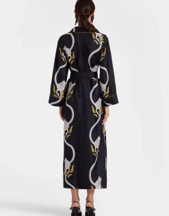 Midnight DressMelograno Black & White in Silk Twill