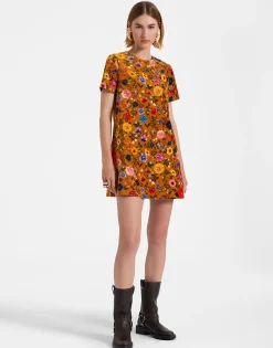 Mini Swing DressBotticelli Rust in Cotton Velvet