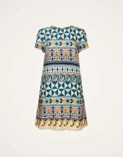 Mini Swing DressCasareale Small Placèe Cream in Silk Twill