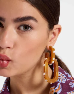 Nefertiti Double EarringsSolid Rust in Acrylic Resin