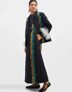 Nile JacketThe Nile Black in Jacquard With Feathers