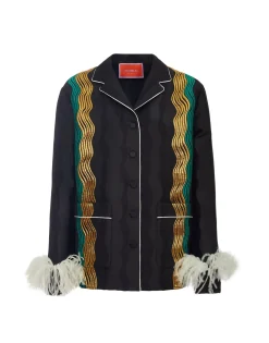 Nile JacketThe Nile Black in Jacquard With Feathers