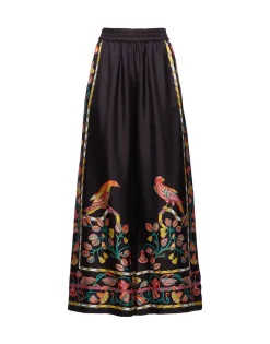 Palazzo PantsBorboni Placée Nero in Twill Silk