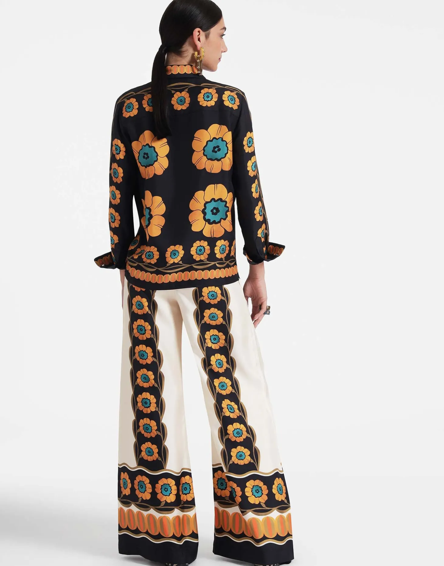 Palazzo PantsDaisychain Placée Orange in Silk Twill