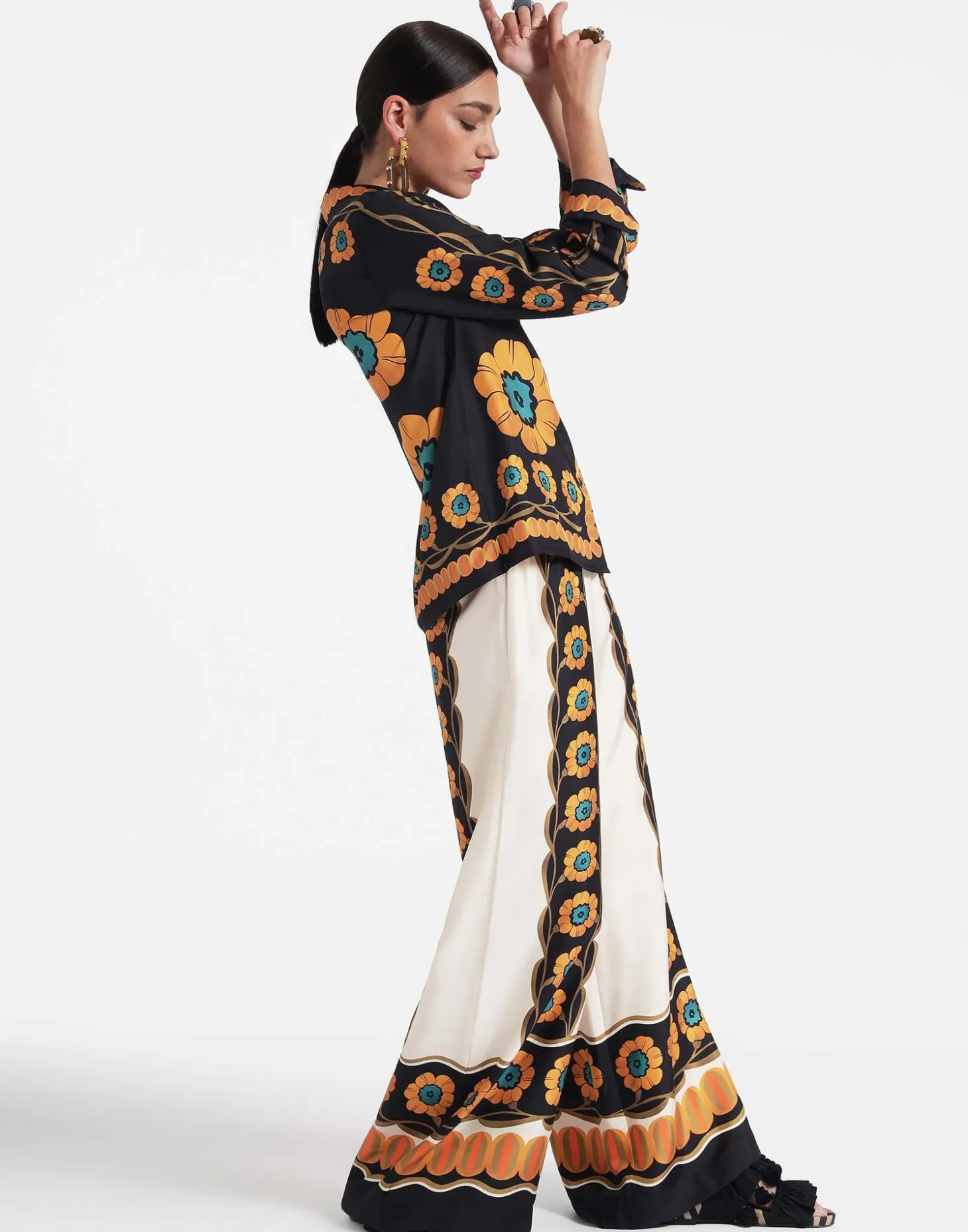 Palazzo PantsDaisychain Placée Orange in Silk Twill