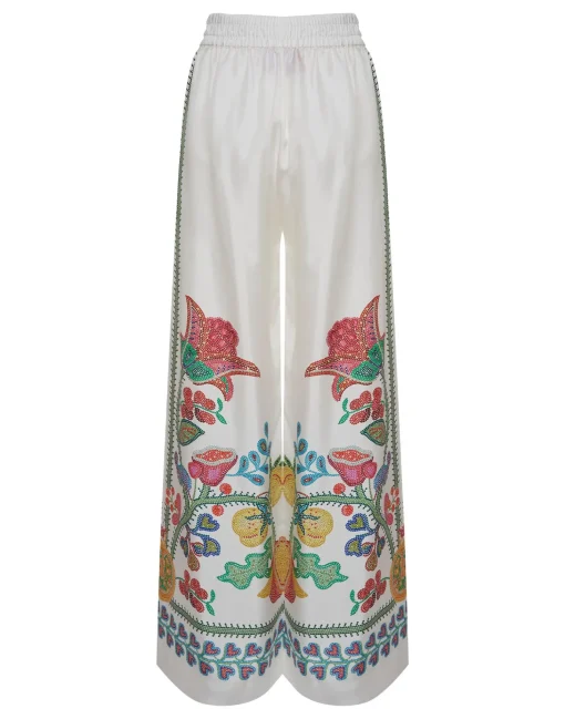 Palazzo PantsGrenadilla Placée Off White in Silk Twill