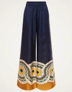 Palazzo PantsMudejar Placée Blue in Silk Twill