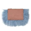Party PochetteTulip Pale Pink in Jacquard With Feathers