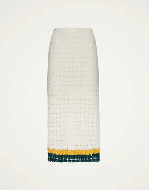 Pencil SkirtClover White in Embroidered Cotton