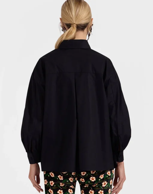 Poet ShirtSolid Black in Cotton Poplin