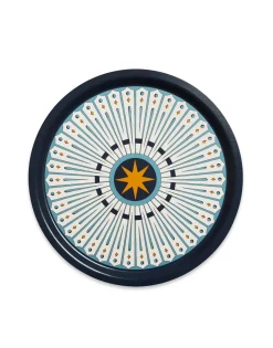 Round Printed TrayFeria Midnight in Laminated Birch Wood