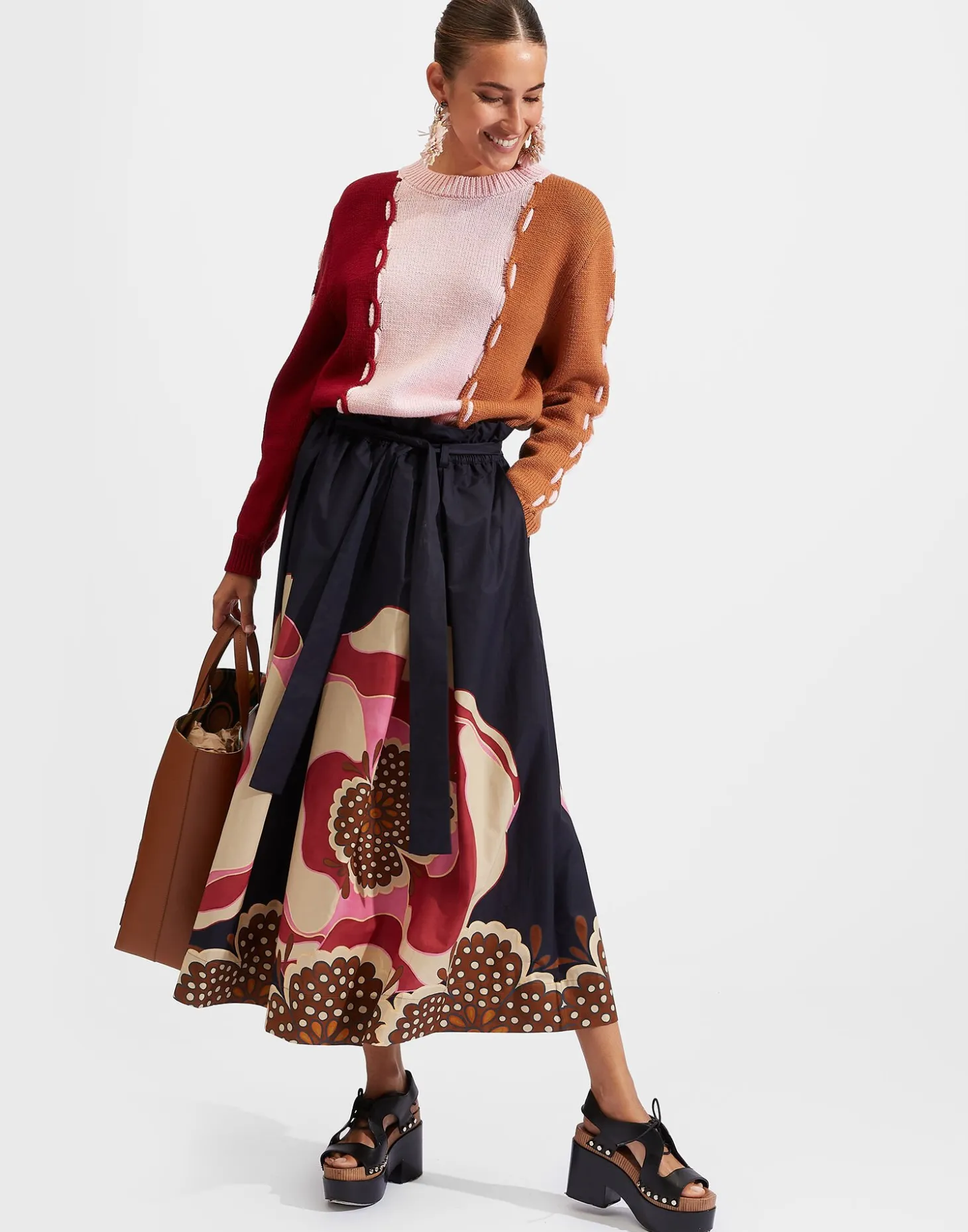 Sardegna SkirtPoppies Fuxia Placée in Popeline Cotton