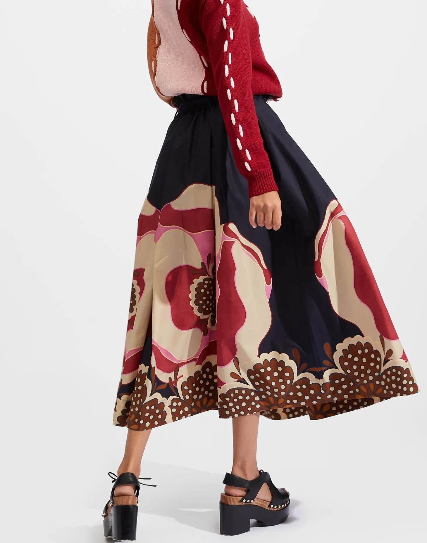 Sardegna SkirtPoppies Fuxia Placée in Popeline Cotton