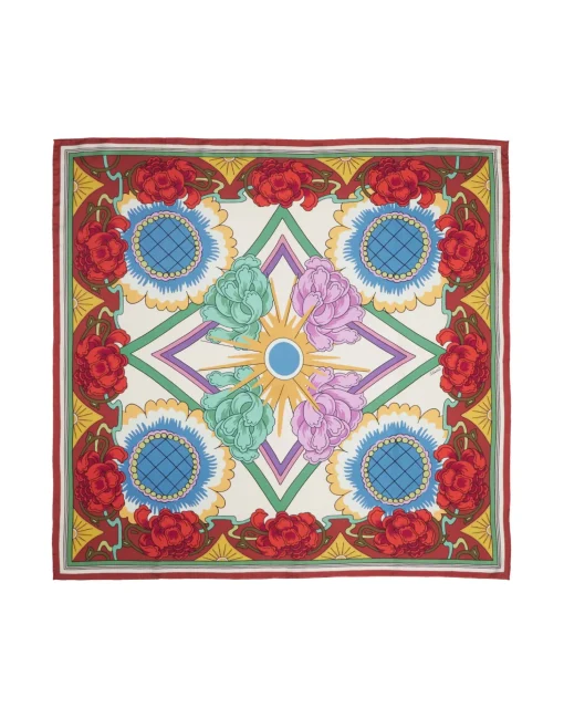 Scarf Double (90X90)Taormina Placée Ivory in Twill Silk
