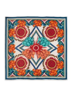 Scarf Double (90X90)Taormina Placée Ivory in Twill Silk