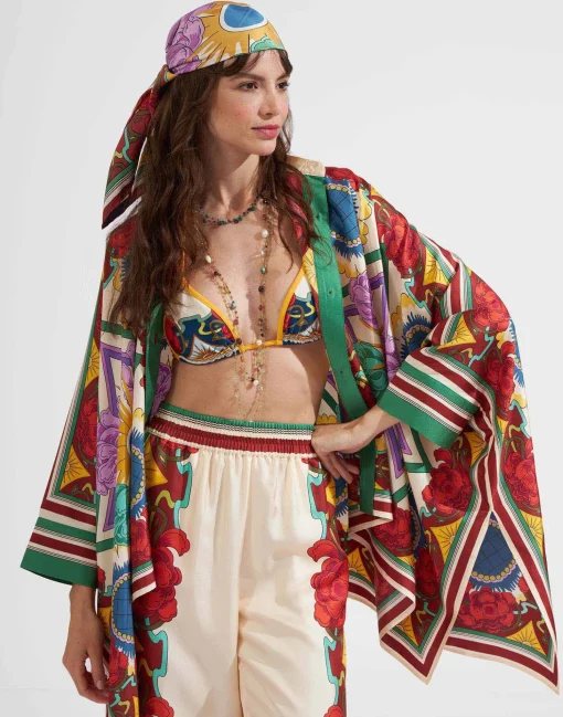 Scarf Double (90X90)Taormina Placée Ivory in Twill Silk