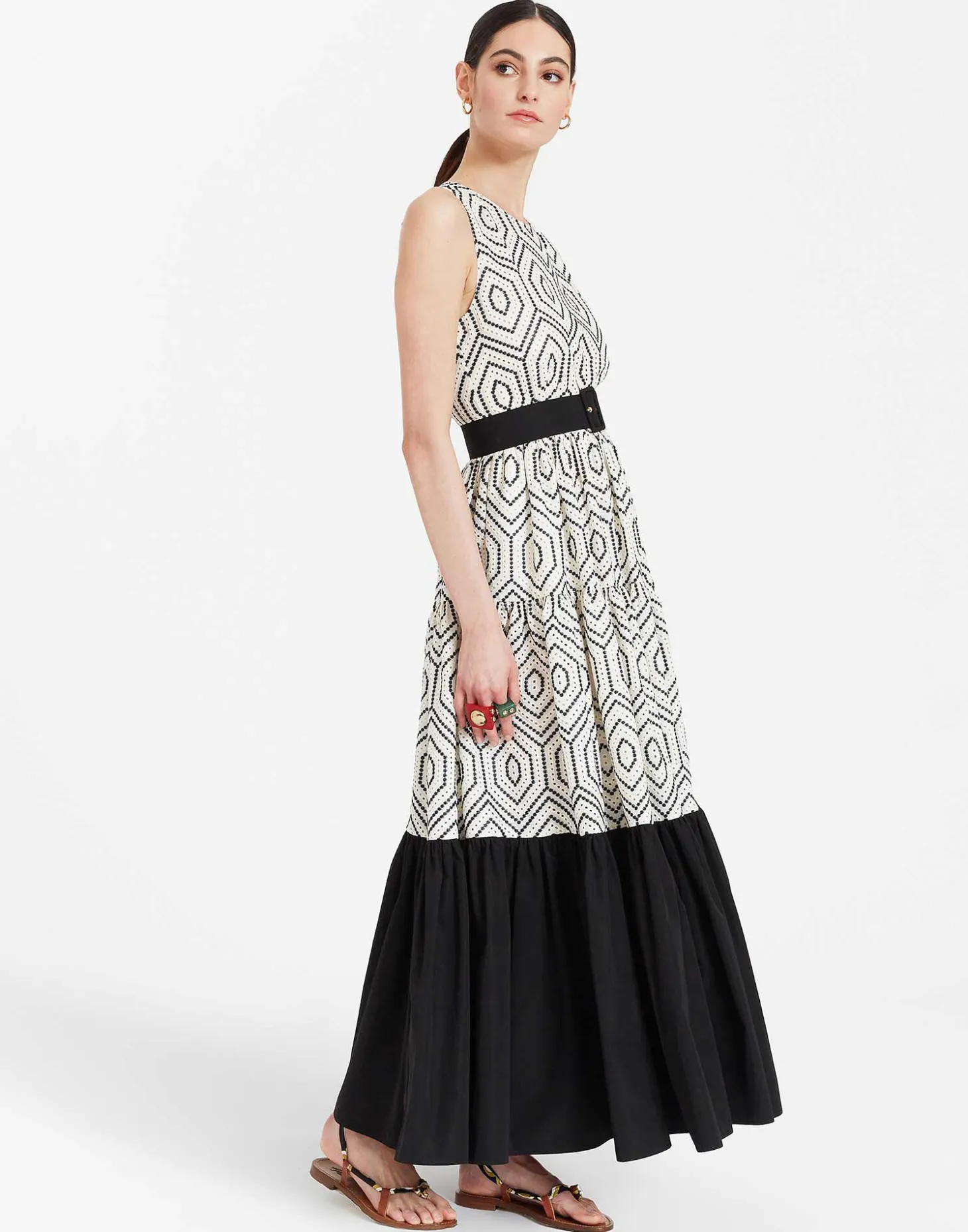 Sleeveless Big DressSolid Ivory in Cotton Sangallo