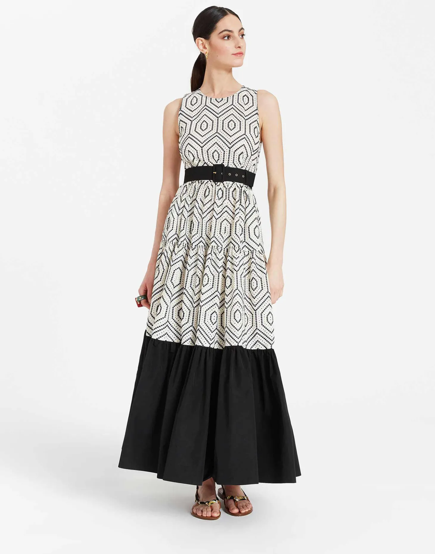 Sleeveless Big DressSolid Ivory in Cotton Sangallo