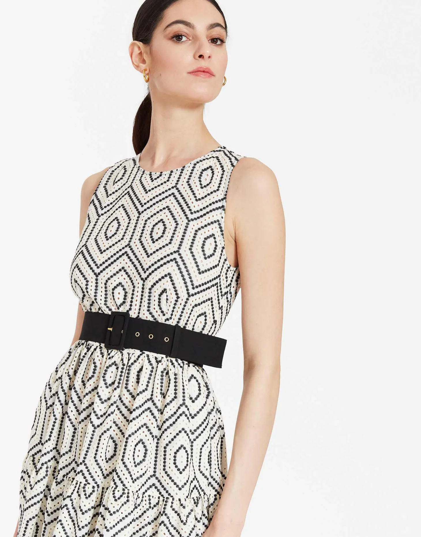 Sleeveless Big DressSolid Ivory in Cotton Sangallo