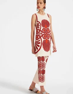 Stretch TunicMedallion Placée Cream in Envers Satin