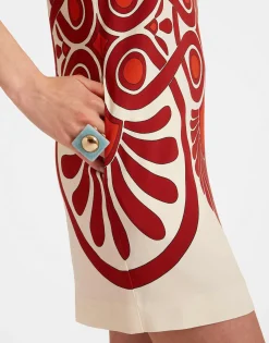 Stretch TunicMedallion Placée Cream in Envers Satin