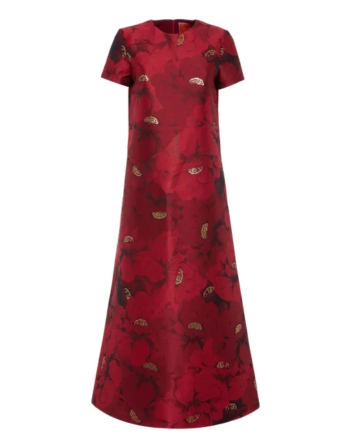 Swing DressRuby Red in Jacquard