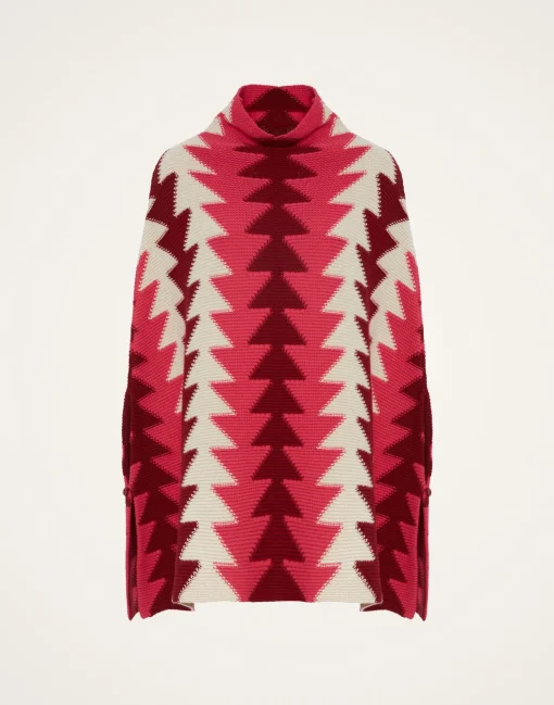 Trine CapeBordeaux in Wool Intarsia