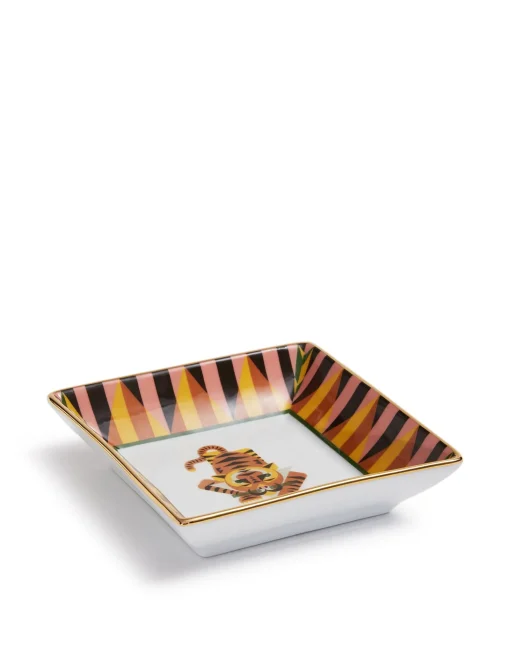 Trinket Tray (15X15)Tiger in Porcelain
