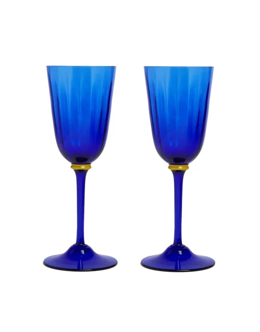 Wine Glasses Set Of 2Blue in Murano Glass