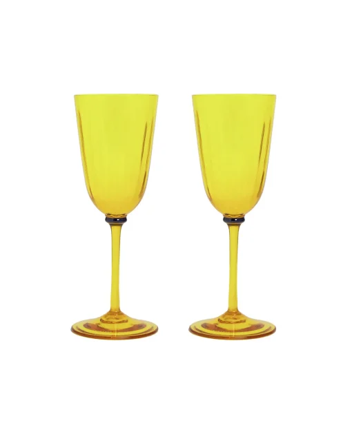 Wine Glasses Set Of 2Yellow in Murano Glass