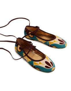Winter Ballerina FlatsDendera Light Blue in Cotton Velvet